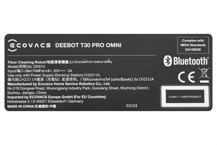 Robot hút bụi lau nhà Ecovacs T30 PRO OMNI - Đen Màu Đen