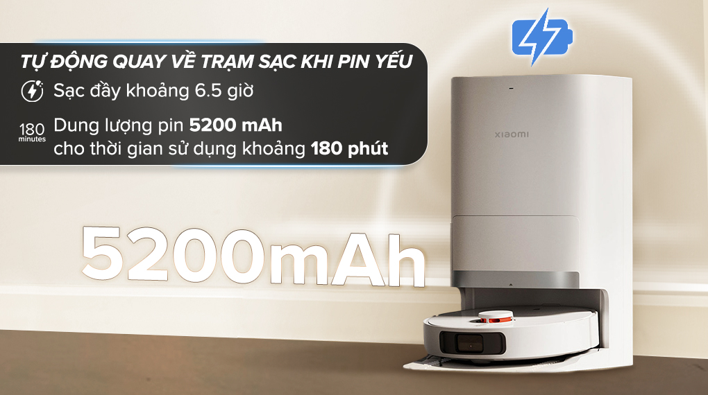 Tự quay về trạm sạc - Robot hút bụi lau nhà Xiaomi X20+