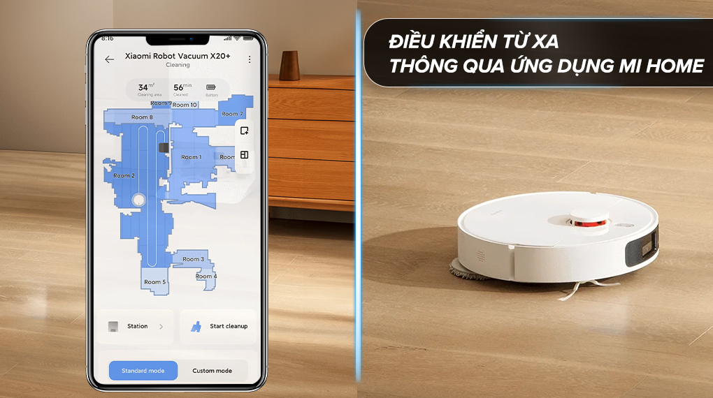 Điều khiển từ xa - Robot hút bụi lau nhà Xiaomi X20+