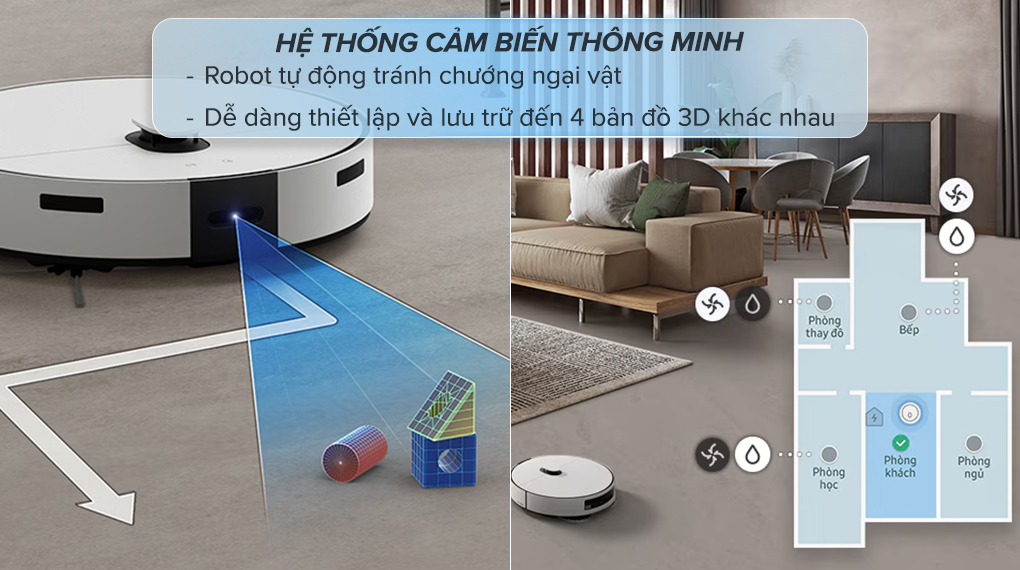 Robot hút bụi lau nhà Samsung VR7MD96514G/SV - Chế độ thông minh