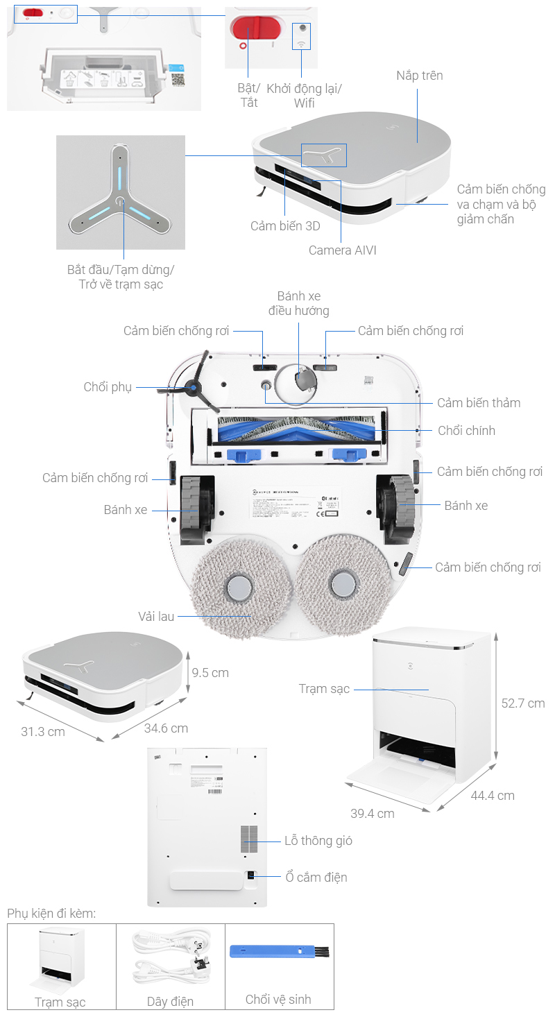 Robot hút bụi lau nhà Ecovacs Deebot X5 PRO OMNI