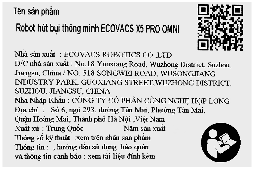 Robot hút bụi lau nhà Ecovacs Deebot X5 PRO OMNI Màu Trắng