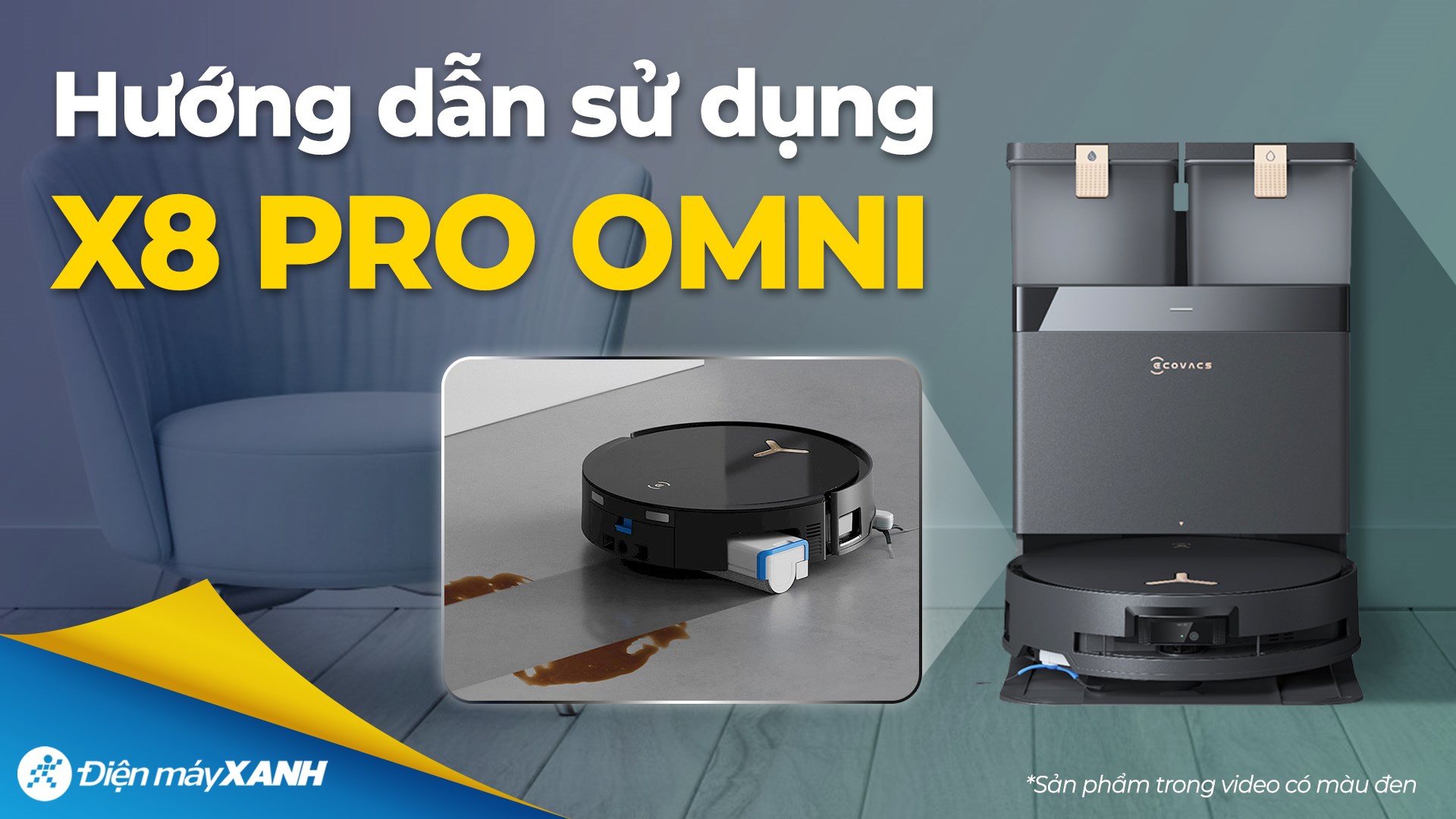 Robot hút bụi lau nhà Ecovacs Deebot X8 PRO OMNI - Đen