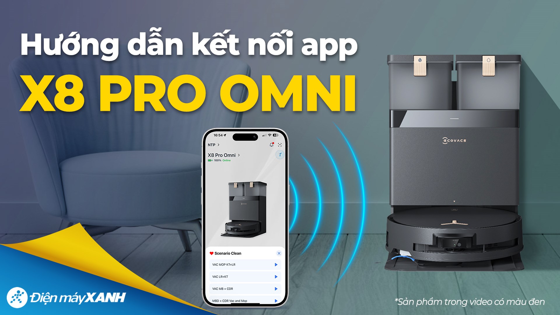 Robot hút bụi lau nhà Ecovacs Deebot X8 PRO OMNI - Đen