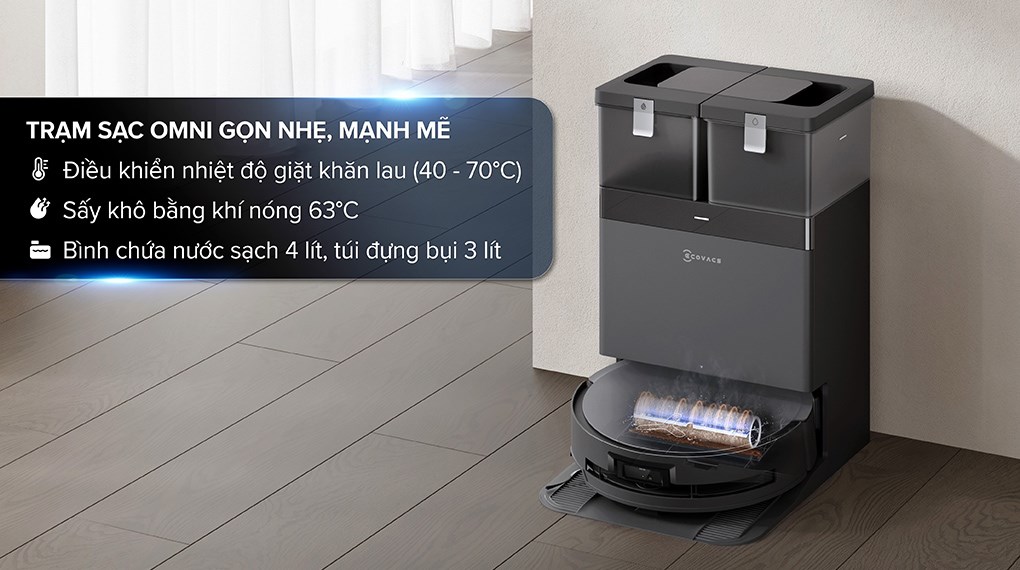 Robot hút bụi lau nhà Ecovacs X8 PRO OMNI - Đen