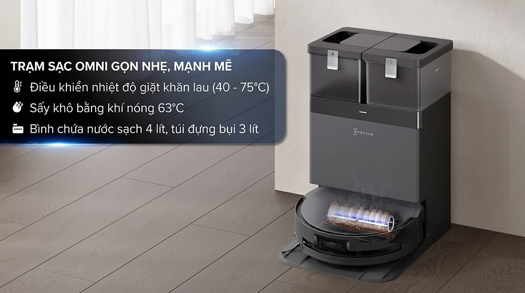 Robot hút bụi lau nhà Ecovacs Deebot X8 PRO OMNI - Đen