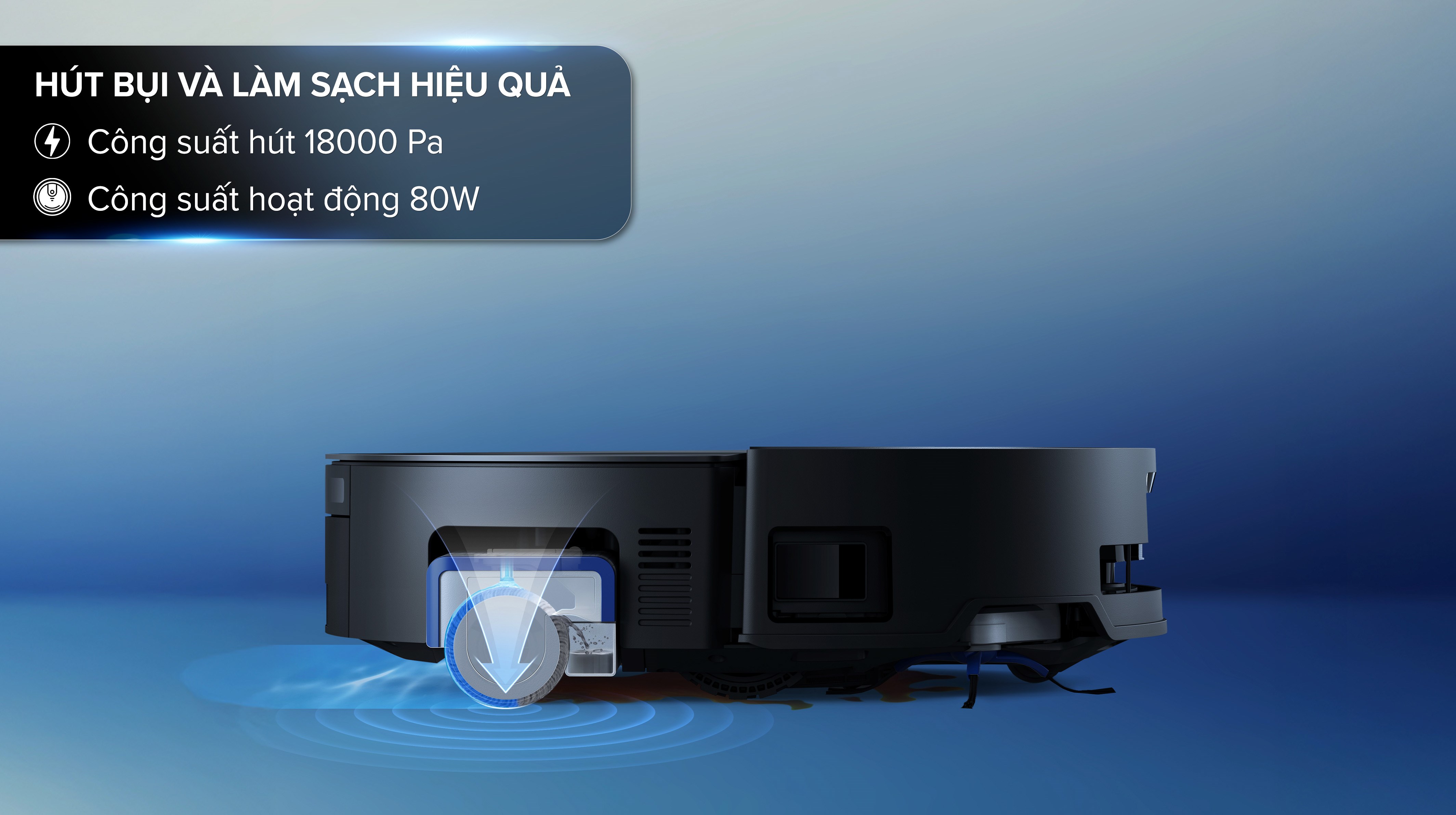 Robot hút bụi lau nhà Ecovacs X8 PRO OMNI - Đen