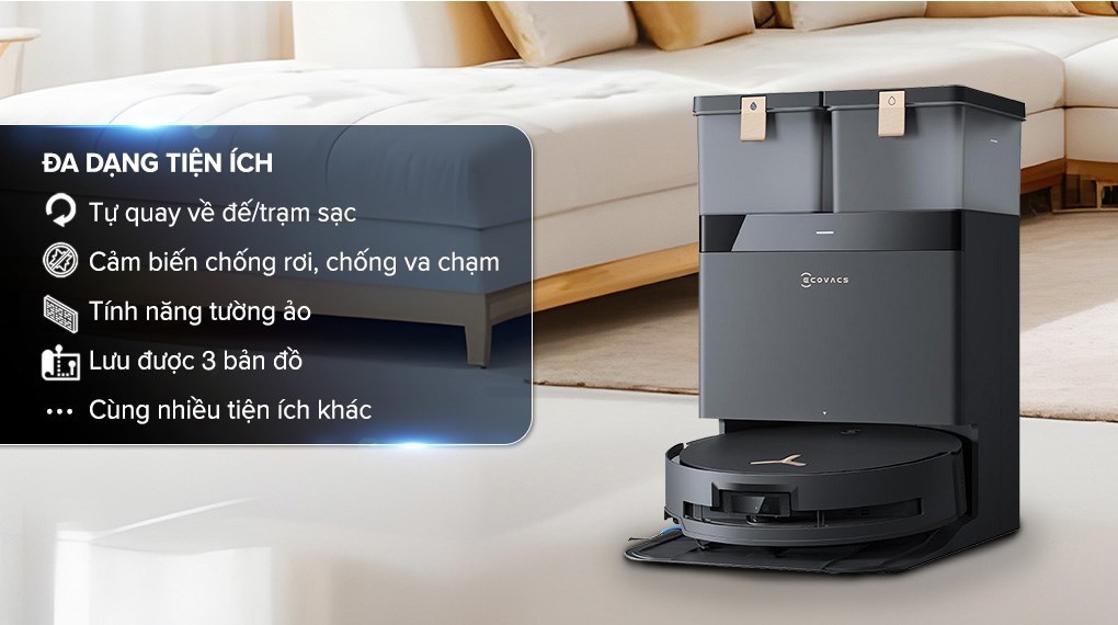 Robot hút bụi lau nhà Ecovacs Deebot X8 PRO OMNI - Đen