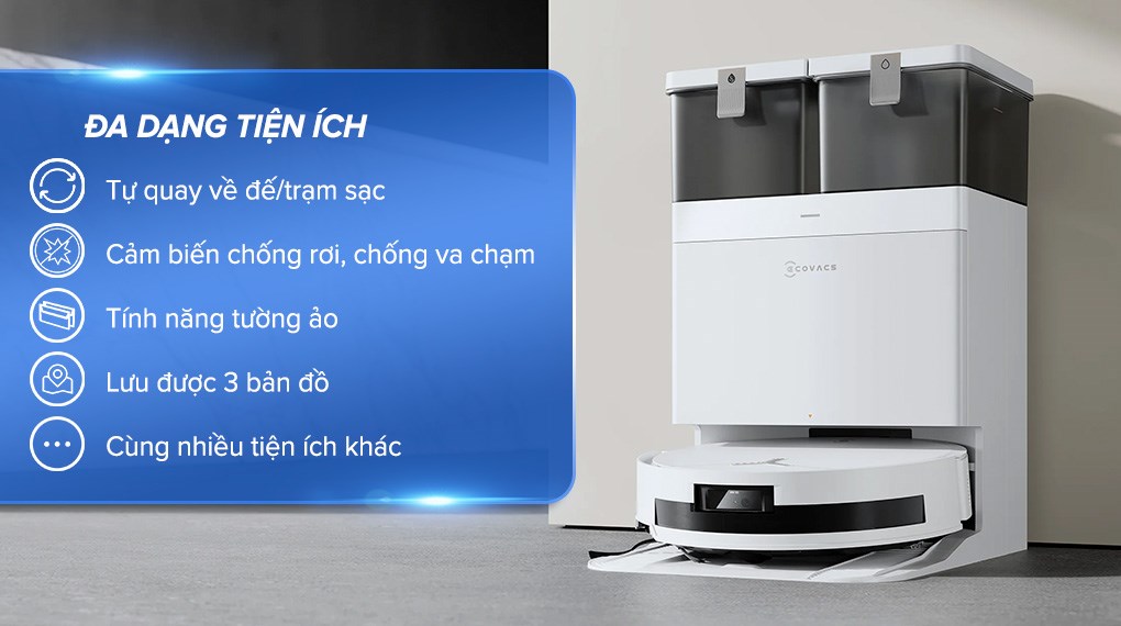 Robot hút bụi lau nhà Ecovacs Deebot X8 PRO OMNI - Trắng