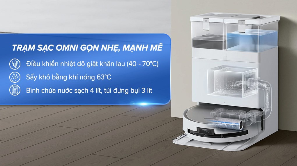 Robot hút bụi lau nhà Ecovacs X8 PRO OMNI - Trắng