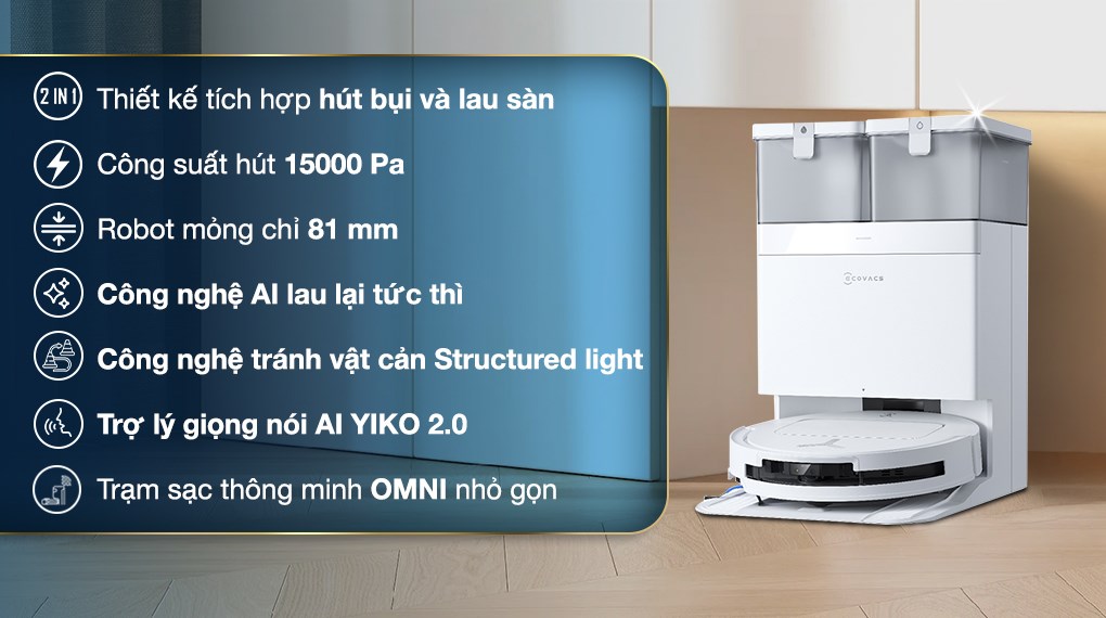 Robot hút bụi lau nhà Ecovacs Deebot T50 OMNI