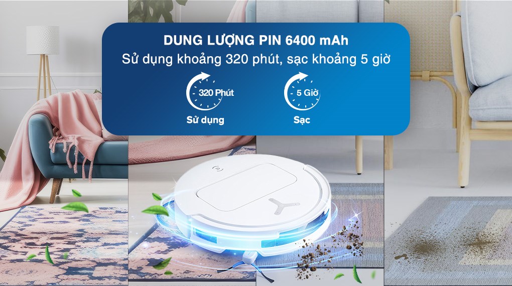 Robot hút bụi lau nhà Ecovacs Deebot T50 Pro OMNI - Trắng