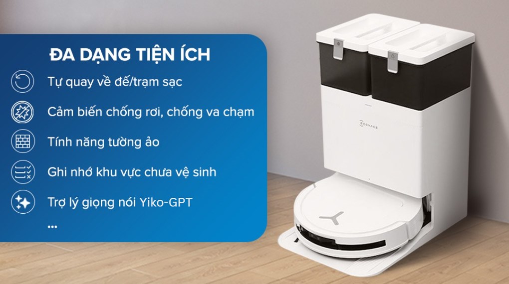 Robot hút bụi lau nhà Ecovacs Deebot T50 Pro OMNI - Trắng