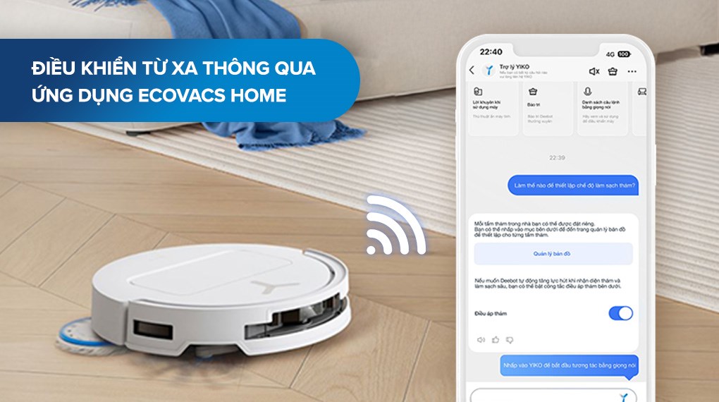 Robot hút bụi lau nhà Ecovacs Deebot T50 Pro OMNI - Trắng