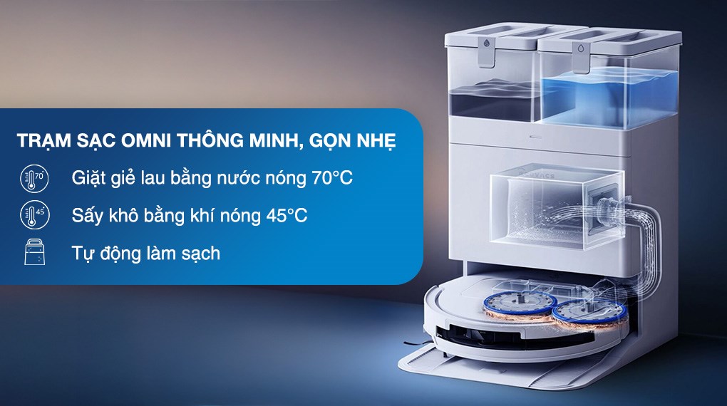 Robot hút bụi lau nhà Ecovacs Deebot T50 Pro OMNI - Trắng