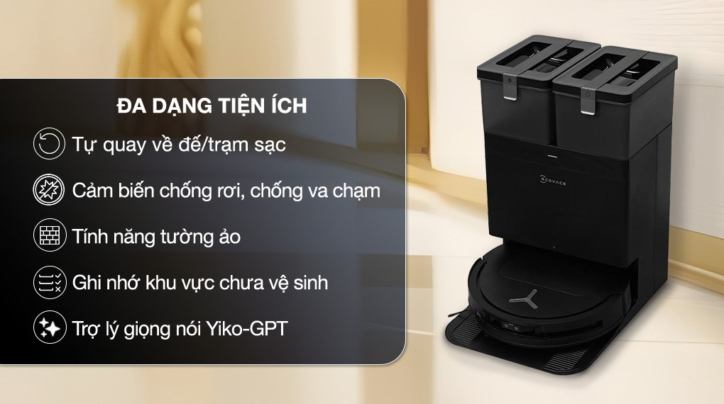 Robot hút bụi lau nhà Ecovacs Deebot T50 Pro OMNI - Đen