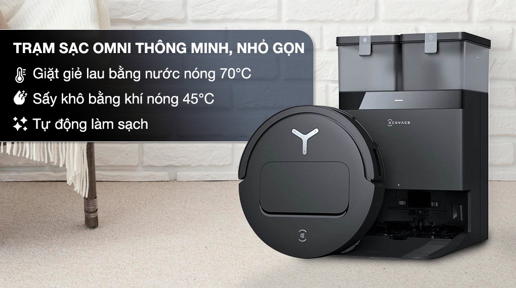 Robot hút bụi lau nhà Ecovacs Deebot T50 Pro OMNI - Đen