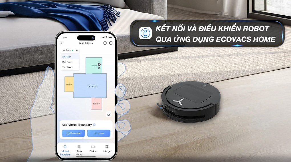 Robot hút bụi lau nhà Ecovacs Deebot T80 OMNI - Đen