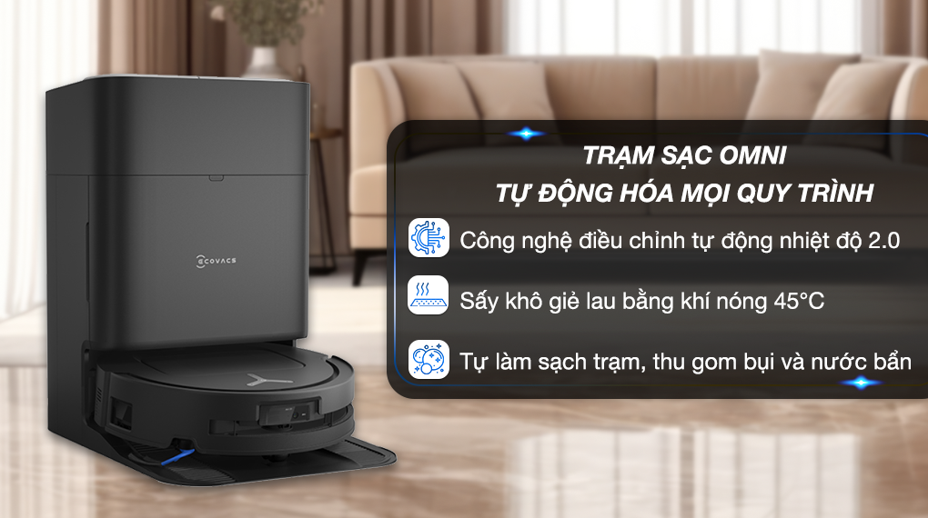 Robot hút bụi lau nhà Ecovacs Deebot T80 OMNI - Đen