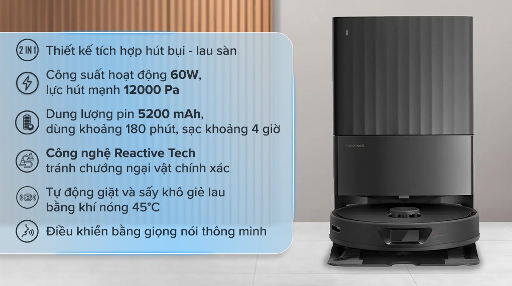 Robot hút bụi lau nhà Roborock Q Revo 5AE - Đen