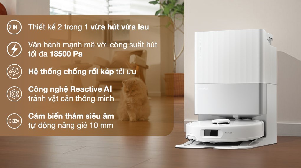 Robot hút bụi lau nhà Roborock Q Revo 5V1 - Trắng