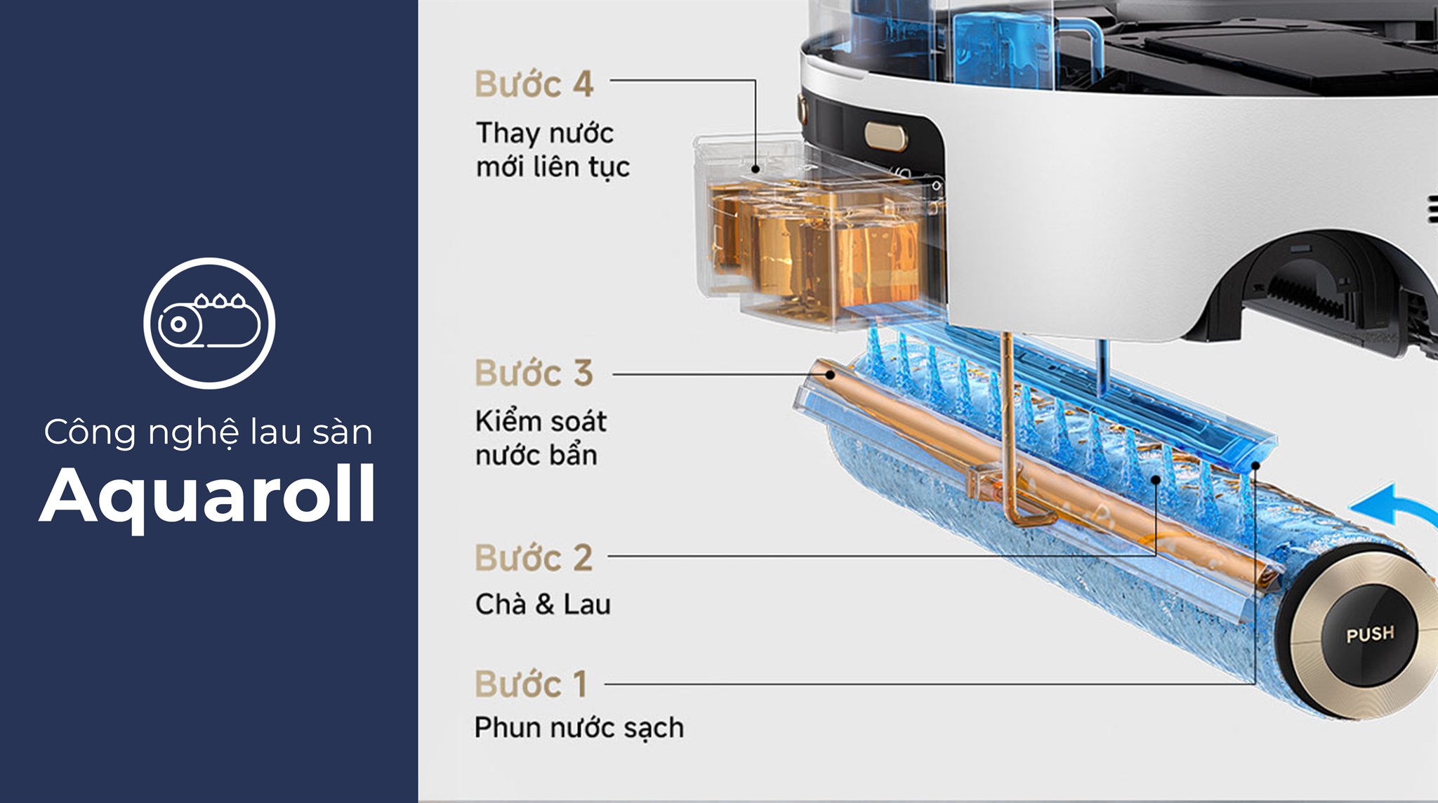 Robot hút bụi lau nhà Dreame Aqua 10 Roller Trắng