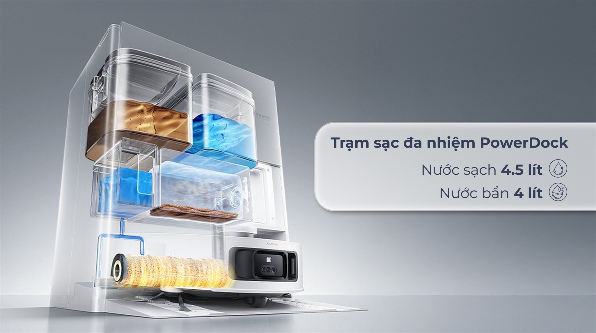 Robot hút bụi lau nhà Dreame Aqua 10 Roller Trắng