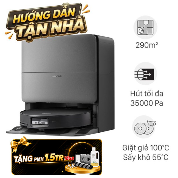Robot hút bụi lau nhà Roborock Saros 20 Sonic Complete - Đen