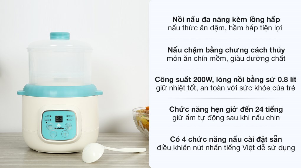 Nồi nấu chậm Bonbébé 0.8 lít BB-37