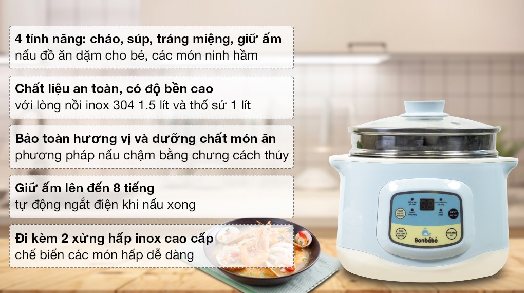 Nồi nấu chậm Bonbébé 1 lít BB-31 - giá rẻ, giao ngay tận nơi