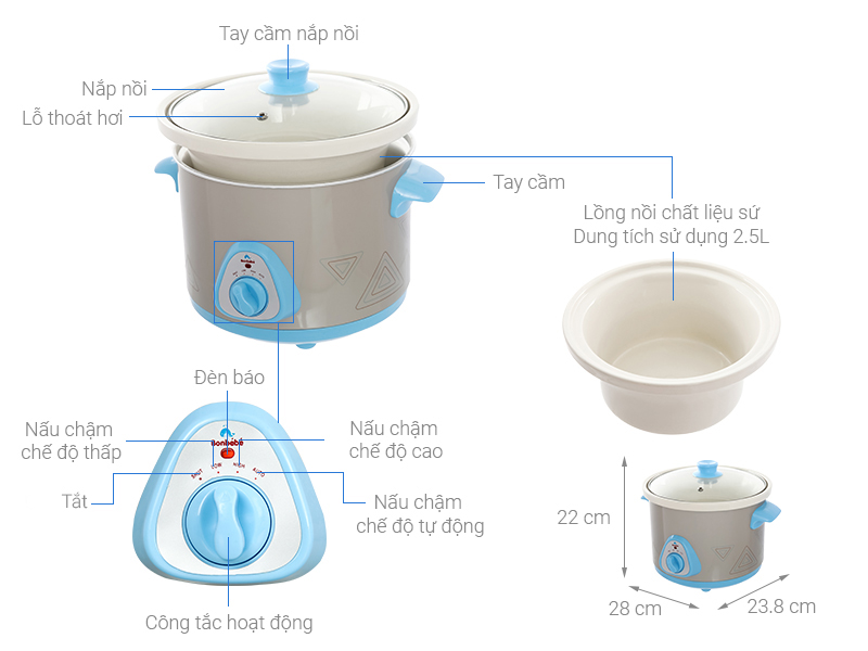 Nồi nấu chậm Bonbébé 2.5 lít BB-17