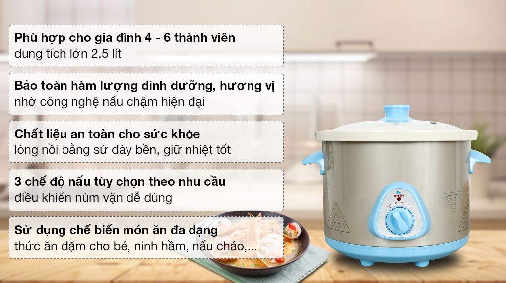 Nồi nấu chậm Bonbébé 2.5 lít BB-17