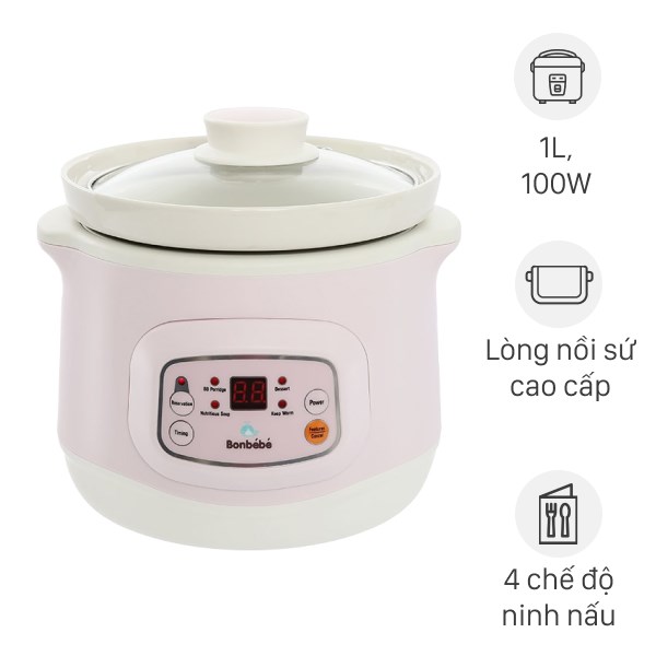 Nồi nấu chậm Bonbébé 1 lít BB-38 Hồng