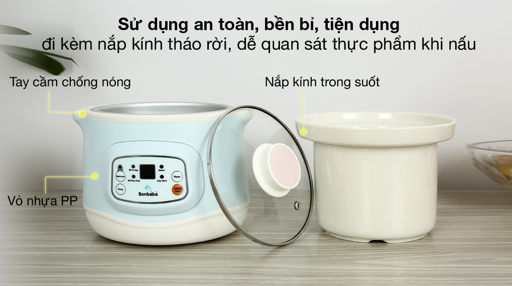 Nồi nấu chậm Bonbébé 1 lít BB-38 Xanh