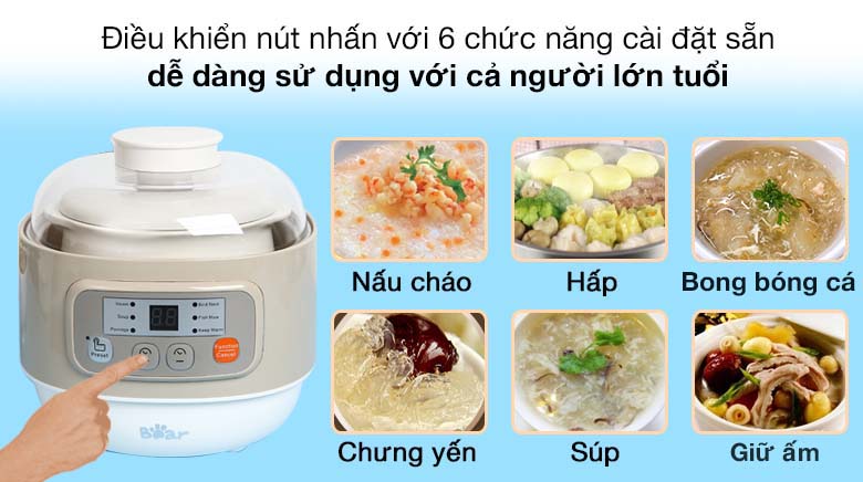 Nồi nấu chậm Bear 0.8 lít DDZ-A08D1 - Chương trình cài sẵn