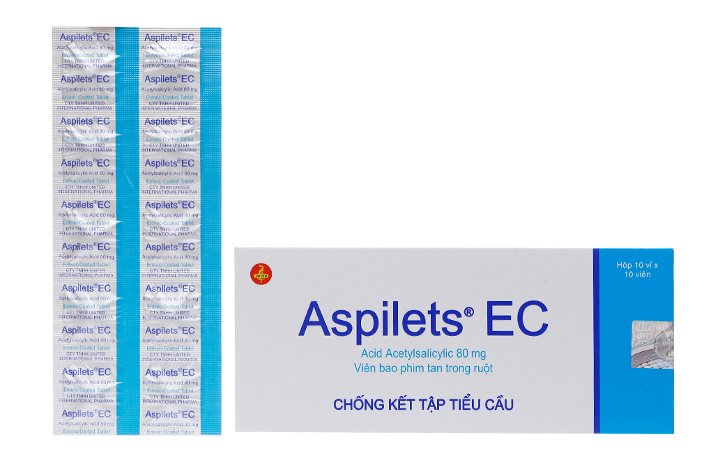 Aspilets EC 80mg phòng và trị huyết khối (10 vỉ x 10 viên) 08/2024