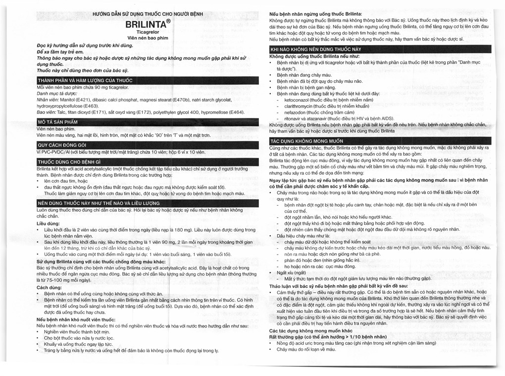 Brilinta 90mg ngừa xơ vữa động mạch