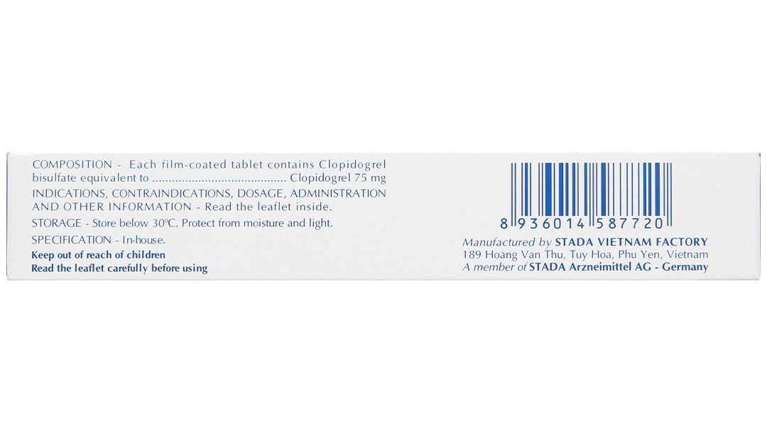 Clopidogrel Stada 75mg dự phòng biến cố do huyết khối động mạch