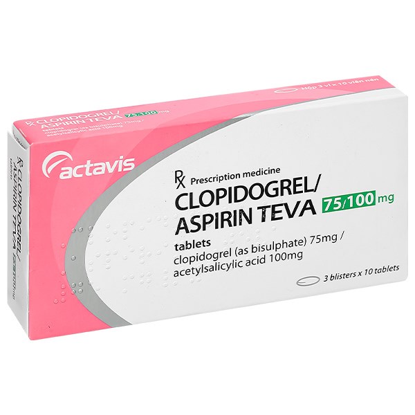Clopidogrel/Aspirin TEVA 75/100mg trị bệnh mạch vành, nhồi máu cơ tim