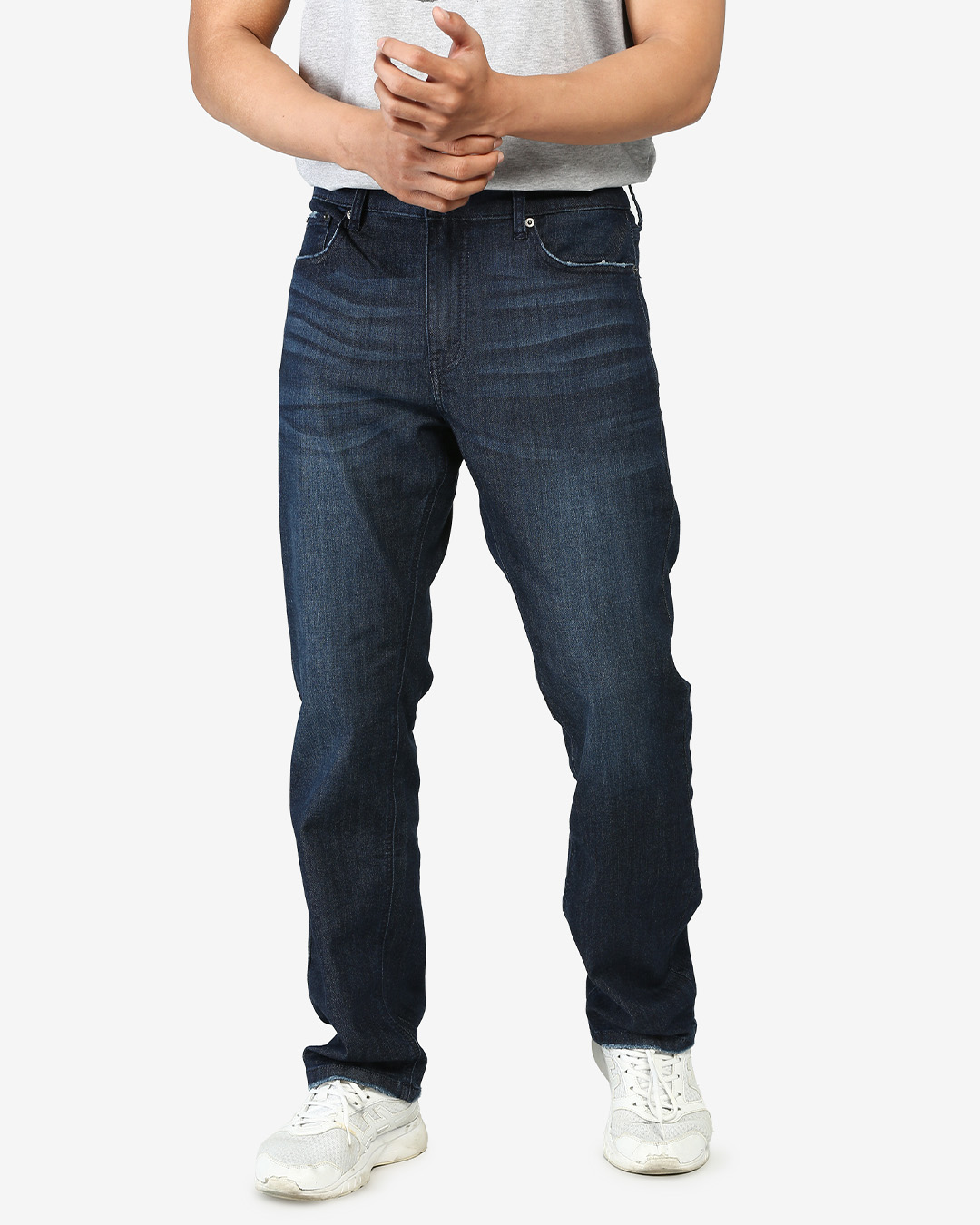 Quần jeans nam straight fit AVAFashion TNCPRTL - Xanh đen đậm