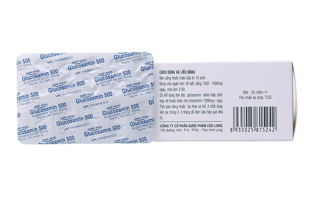 Thành phần và công dụng của thuốc glucosamin 500mg của mỹ được giới thiệu