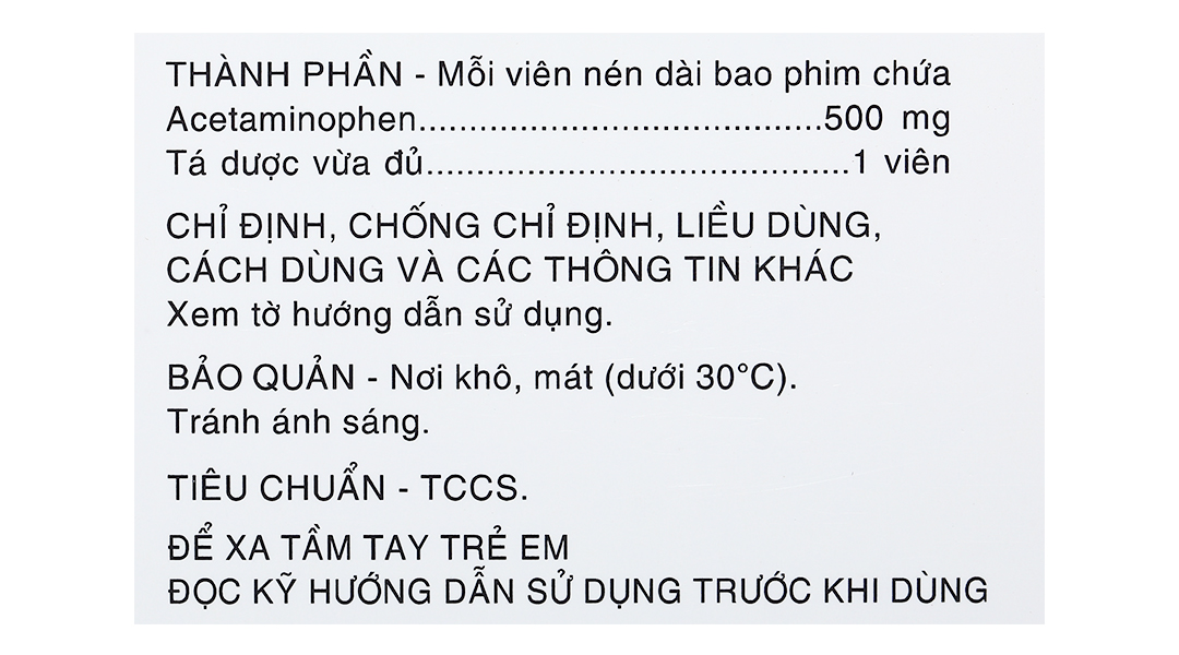 Tatanol 500mg giảm đau, hạ sốt