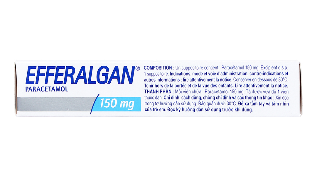Viên đặt trực tràng Efferalgan 150mg giúp giảm đau, hạ sốt (2 vỉ x 5