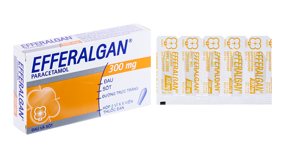 Viên đặt trực tràng Efferalgan 300mg giảm đau, hạ sốt (2 vỉ x 5 viên)  -05/2023 | nhathuocankhang.com