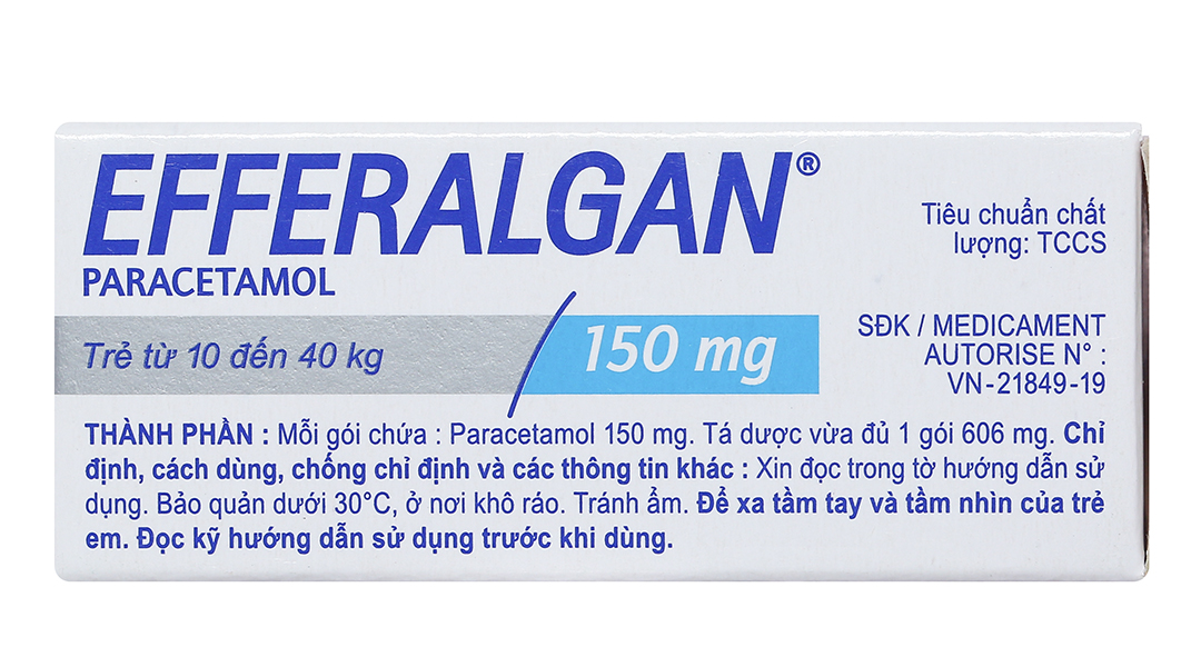 Bột sủi Efferalgan 150mg giảm đau, hạ sốt