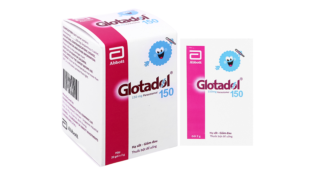 Bột pha hỗn dịch uống Glotadol 150 giảm đau, hạ sốt (20 gói x 2g ...