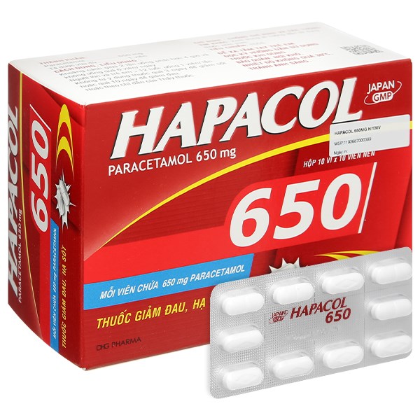 Hapacol 650 giảm đau, hạ sốt