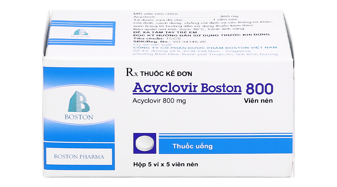 Acyclovir Boston 800 thuốc ngừa virus