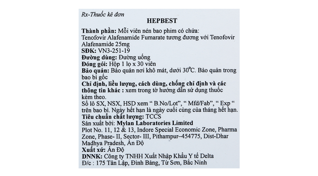 HepBest 25mg thuốc kháng virus, trị viêm gan B