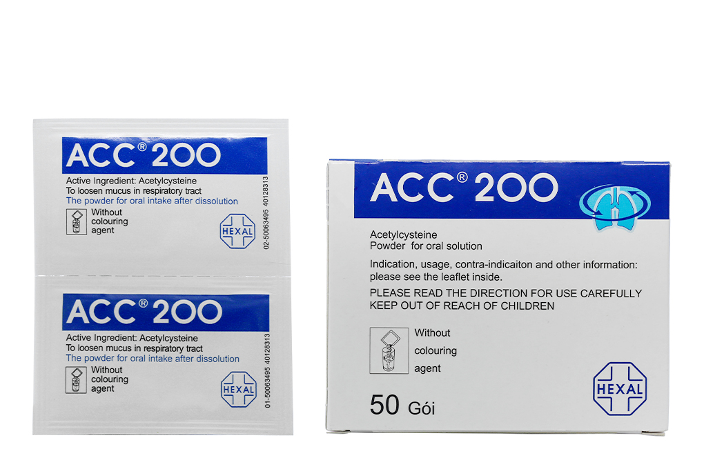 Bột pha dung dịch uống ACC 200 tan đàm trong bệnh lý hô hấp